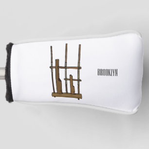 Angklung cartoon illustration golf head cover