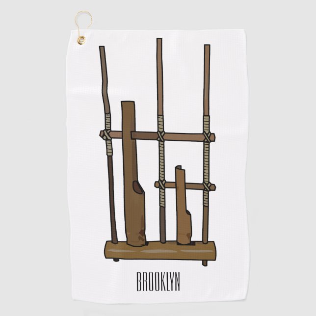 Angklung cartoon illustration golf towel (Front)