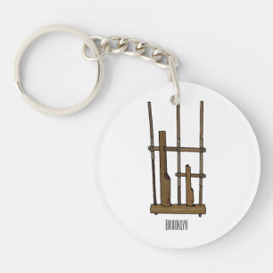 Angklung cartoon illustration key ring