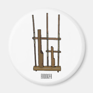 Angklung cartoon illustration magnet