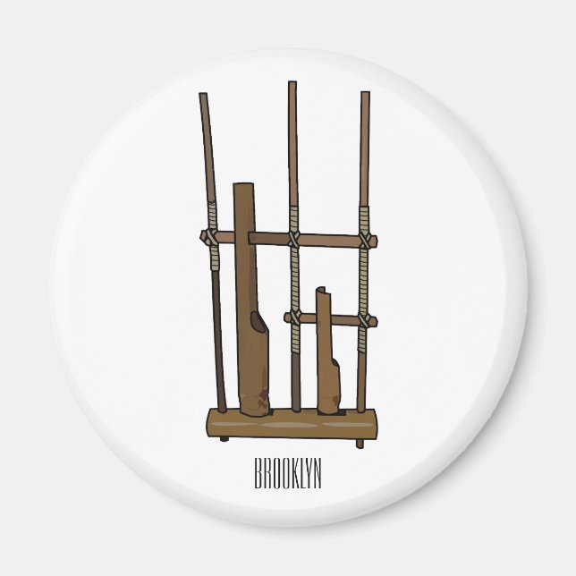 Angklung cartoon illustration magnet (Front)