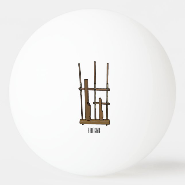 Angklung cartoon illustration ping pong ball (Front)