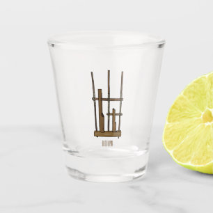 Angklung cartoon illustration shot glass