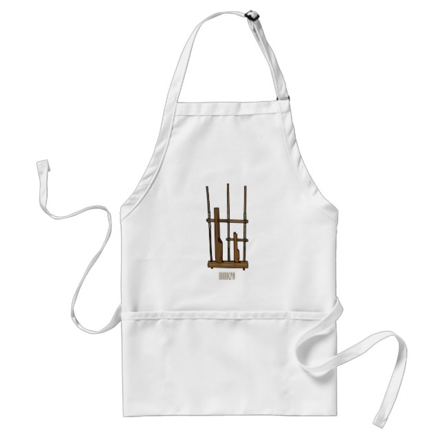 Angklung cartoon illustration standard apron (Front)