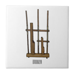 Angklung cartoon illustration tile