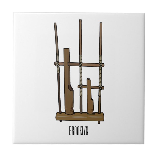 Angklung cartoon illustration tile (Front)