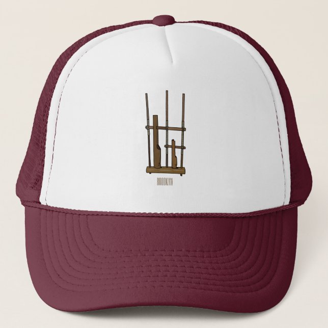 Angklung cartoon illustration trucker hat (Front)