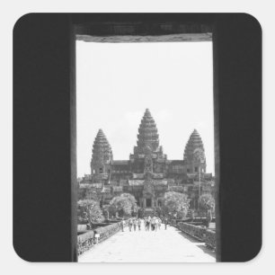 Angkor Cambodia, Angkor Wat Doorway View 2 Square Sticker