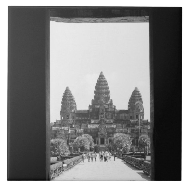 Angkor Cambodia, Angkor Wat Doorway View 2 Tile (Front)