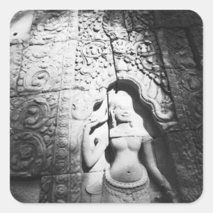 Angkor Cambodia, Apsara Carving The Bayon Square Sticker