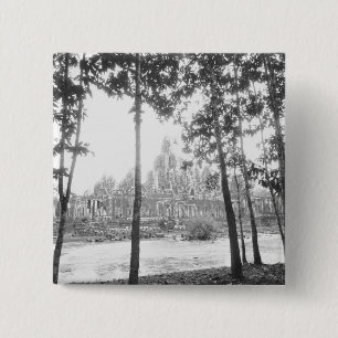 Angkor Cambodia, View of the Bayon 15 Cm Square Badge
