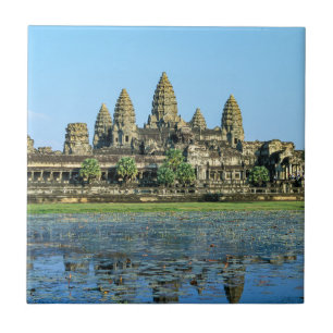 Angkor Wat and reflection in the lake - Cambodia Tile
