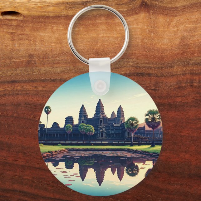 Angkor Wat Cambodia at Dawn Key Ring (Back)