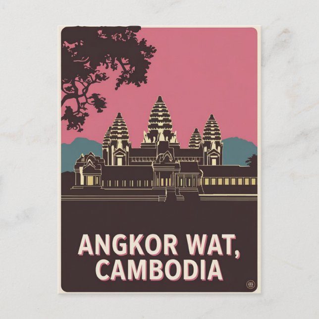 Angkor Wat Cambodia Illustration Postcard (Front)