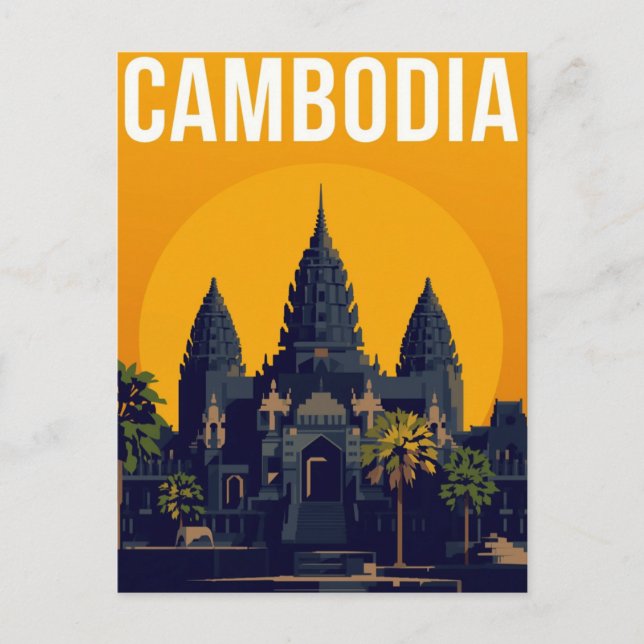 Angkor Wat Cambodia Retro Postcard (Front)