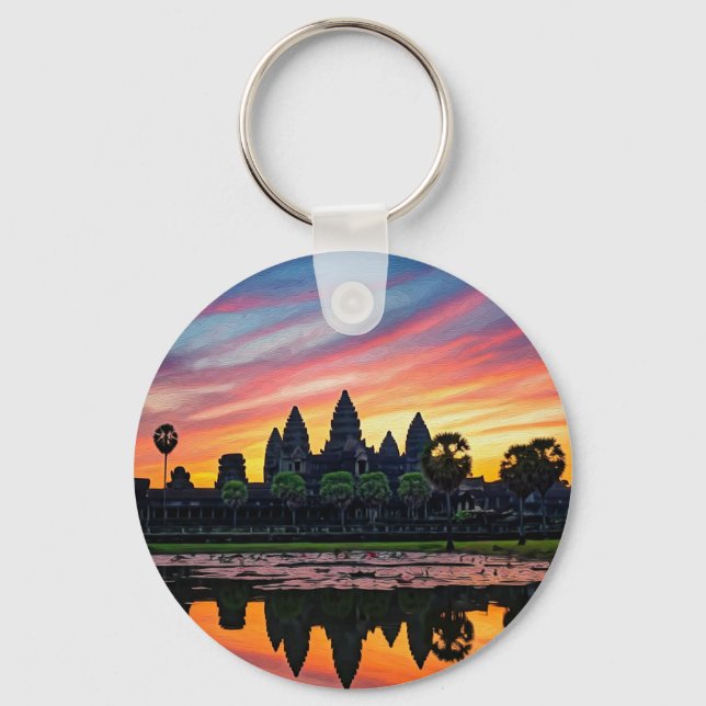Angkor Wat Cambodia Sunset Key Ring (Front)