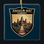 Angkor Wat Cambodia Travel Art Vintage Ceramic Ornament<br><div class="desc">Angkor Wat vector artwork. Angkor Wat is a temple complex in Cambodia that's considered the world's largest religious structure by Guinness World Records. It's located in the ancient Khmer capital city of Angkor,  in northern Cambodia.</div>