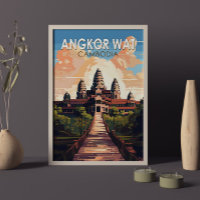 Angkor Wat Cambodia Travel Art Vintage