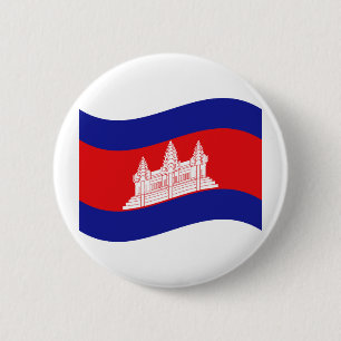 Angkor Wat Cambodian Flag Wave 6 Cm Round Badge