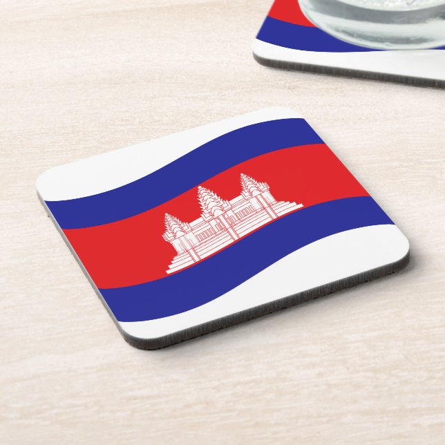 Angkor Wat Cambodian Flag Wave Coaster (Left Side)