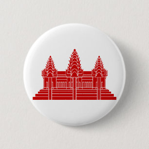 Angkor Wat Cambodian / Khmer Flag 6 Cm Round Badge