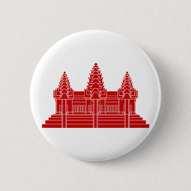 Angkor Wat Cambodian / Khmer Flag 6 Cm Round Badge (Front)