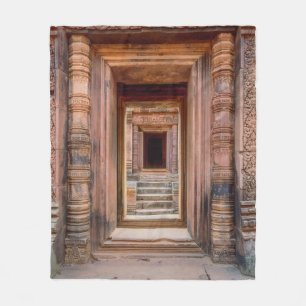 Angkor Wat Entryway, Cambodia Fleece Blanket