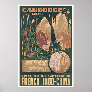 Angkor Wat Poster Cambodia Art Vintage Buddhist