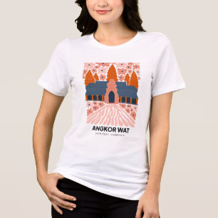 Angkor Wat Siem Reap Cambodia travel floral art Tri-Blend Shirt