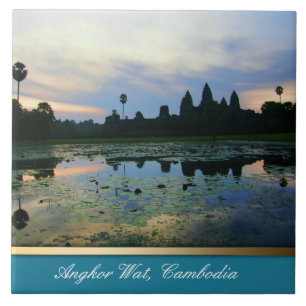 Angkor Wat Silhouette Colours , Cambodia Ceramic T Tile