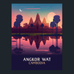 Angkor Wat Sunrise Cambodia Siem Reap Retro Poster<br><div class="desc">Display the Angkor Wat temple at sunrise,  in Siem Reap in Cambodia.</div>