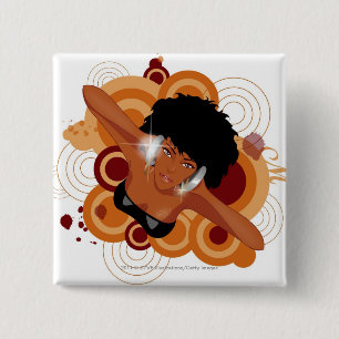 Angle of a woman enjoying music with headphones 15 cm square badge