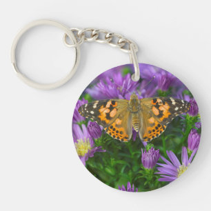Angle Wing Butterfly On Cone Flower Key Ring