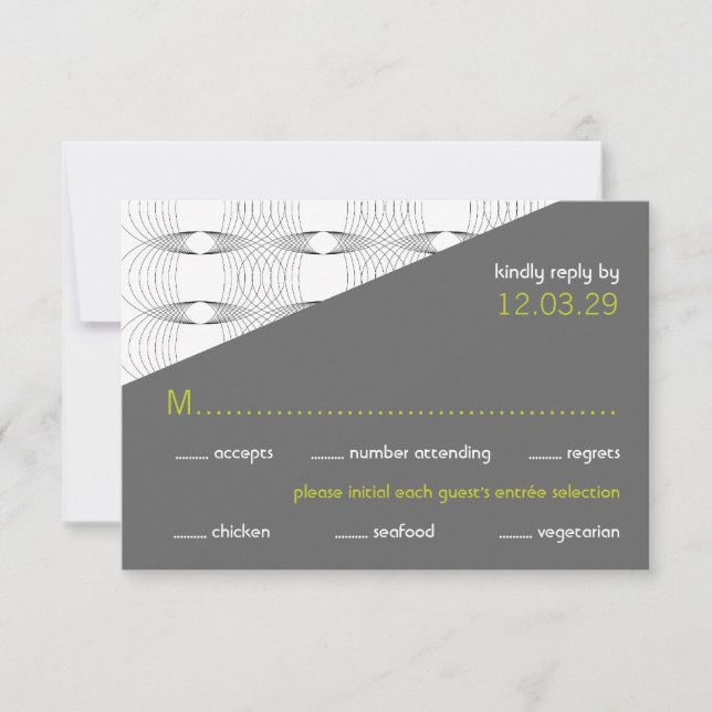 Angled Mod Rings Retro Modern Wedding RSVP Cards (Front)
