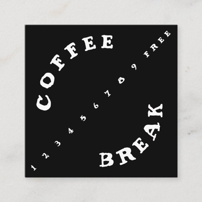 Angled Numbers Punch Simple Loyalty Coffee Card (Front)