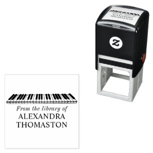 Angled Piano Keyboard Library Book Name Self-inking Stamp