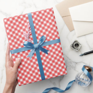 Angled Red and White Gingham Wrapping Paper