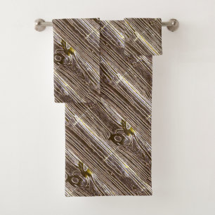 Angled Rustic Wood Panel Bath Towel Set