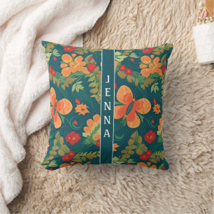 Angled Sunbeam Caterpillar Floral Colour Pattern Cushion