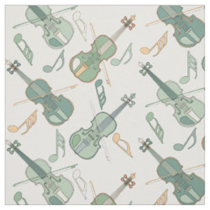 Angled Violins Music Notes Fabric