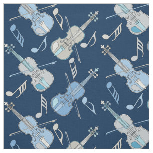 Angled Violins Music Notes Fabric
