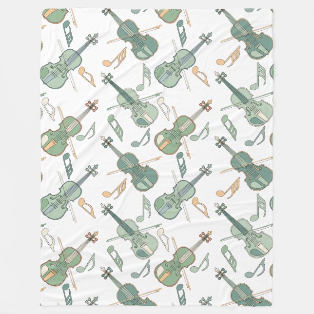 Angled Violins Music Notes  Fleece Blanket (Front)
