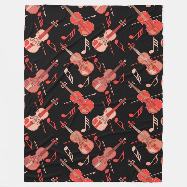 Angled Violins Music Notes  Fleece Blanket (Front)