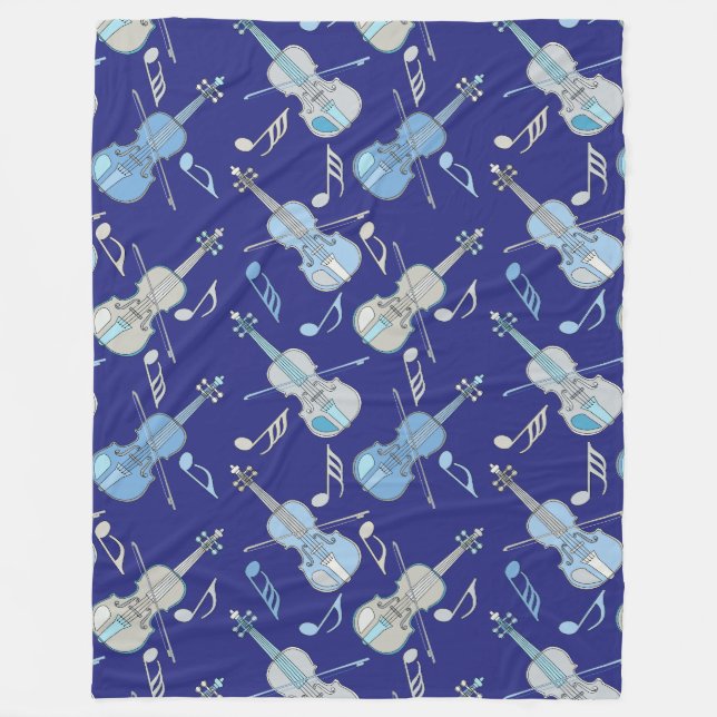 Angled Violins Music Notes  Fleece Blanket (Front)