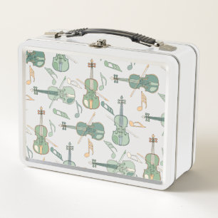 Angled Violins Music Notes  Metal Lunch Box
