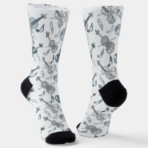 Angled Violins Music Notes Neck Tie Socks