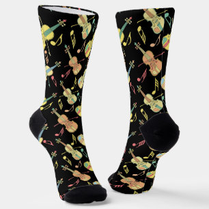 Angled Violins Music Notes Socks