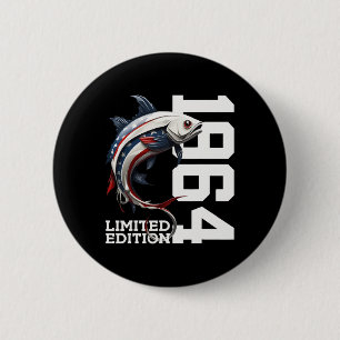 Angler Birthday Fishing Limited Edition 1964 1 6 Cm Round Badge