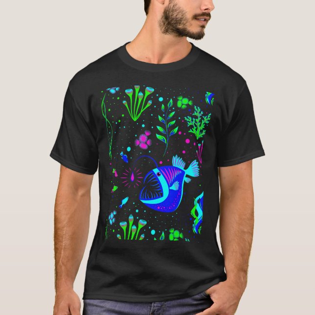 Angler Fish and small fishs T-Shirt (Front)