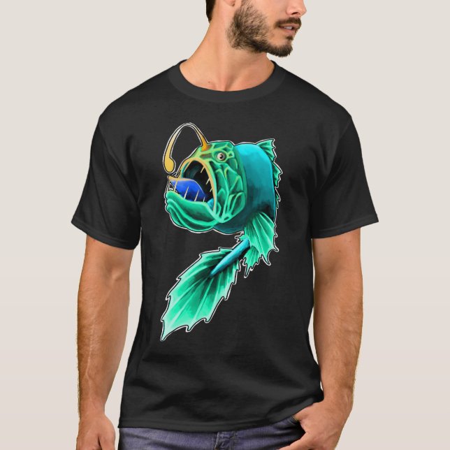 angler fish blue with orange light T-Shirt (Front)